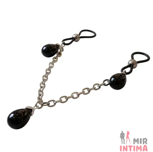 Украшение на соски с утяжелителями Nonpiercing Nipple Chain Jewelry, оникс Украшение на соски с утяжелителями Nonpiercing Nipple Chain Jewelry, оникс